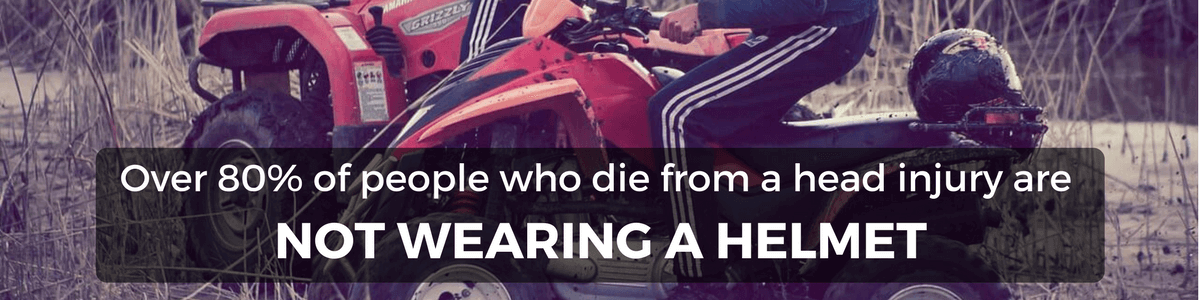 Quad bike injuries- over 80 percent of people who die from a head injury are not wearing a helmet